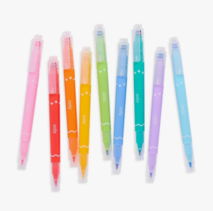 Confetti Stamp Double-Ended Markers - Set of 9