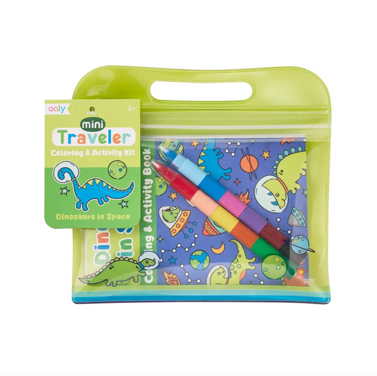 Mini Traveler Coloring + Activity Kit - Dinosaurs in Space