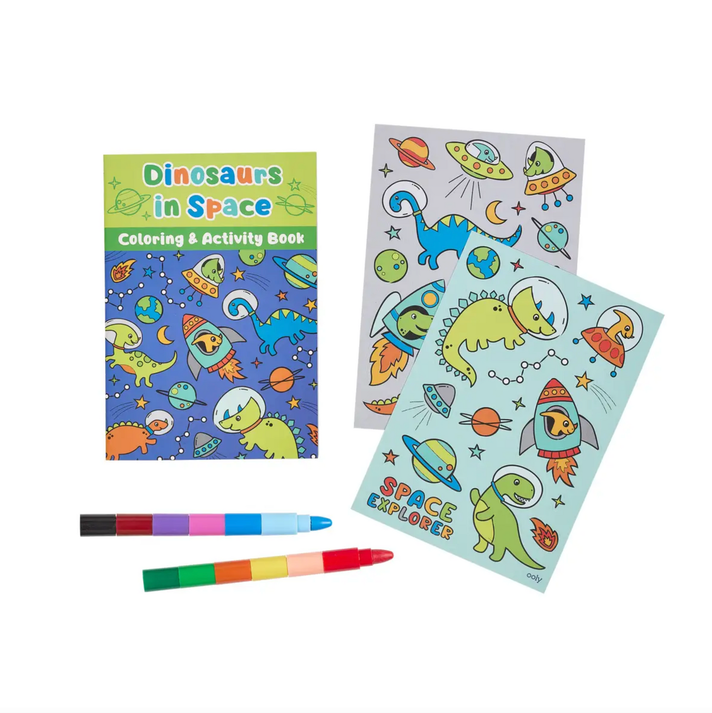 Mini Traveler Coloring + Activity Kit - Dinosaurs in Space