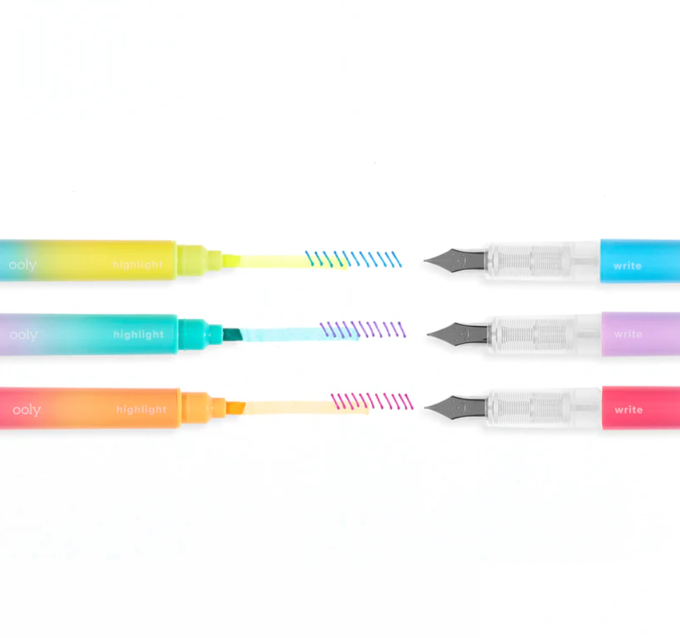 Writer's duo 2 in 1 fountain pens + highlighters