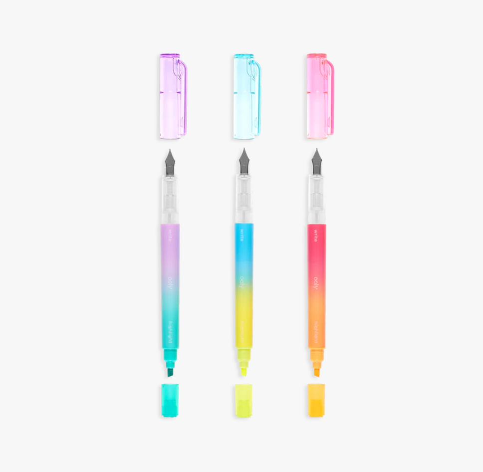 Writer's duo 2 in 1 fountain pens + highlighters